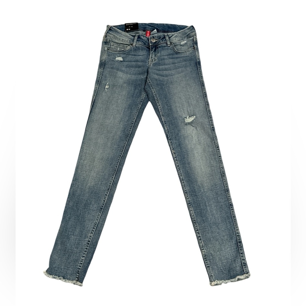H&M Divided Low Waist Low Rise Distressed Raw Hem Jeans